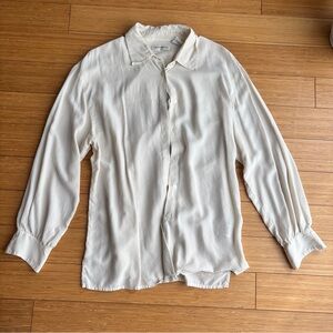 Vintage 90s matte cream silk button down shirt
